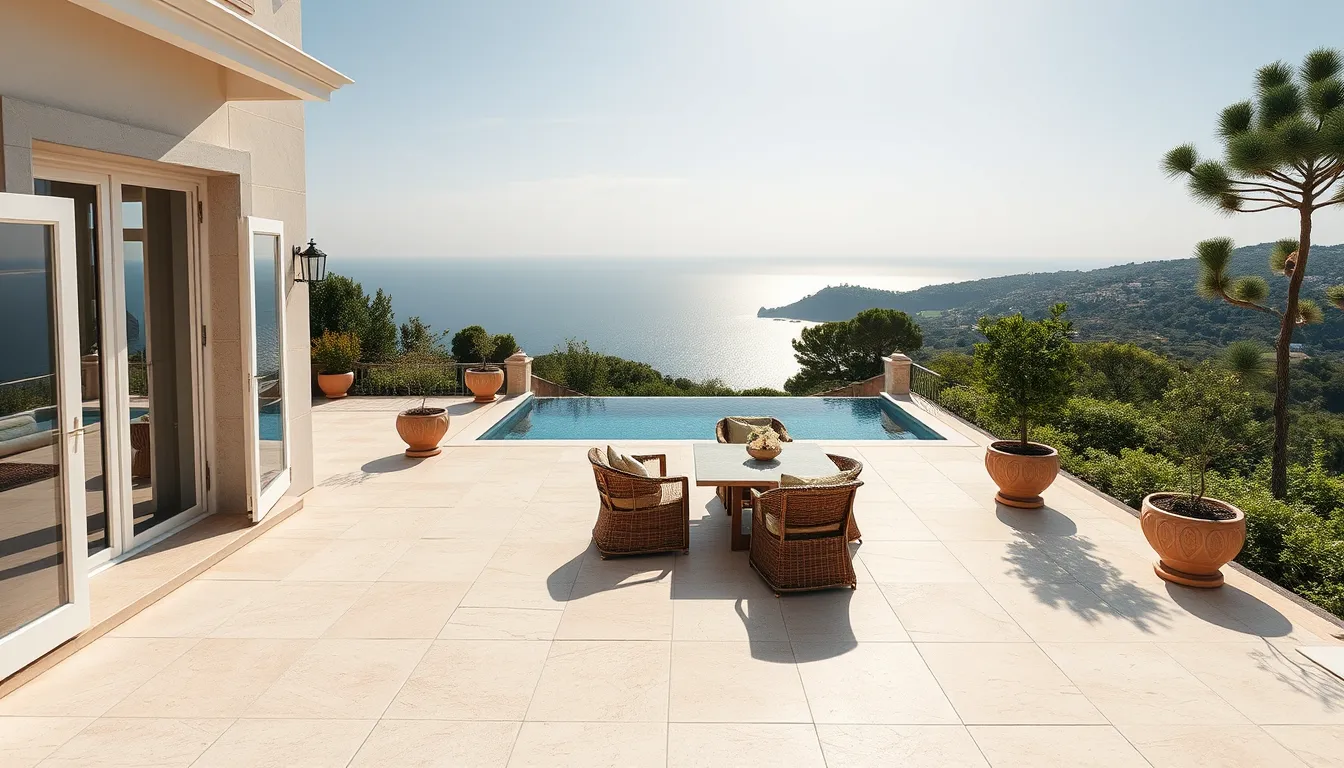 Pose de travertin dans une villa à Saint-Tropez, élégance et luxe
