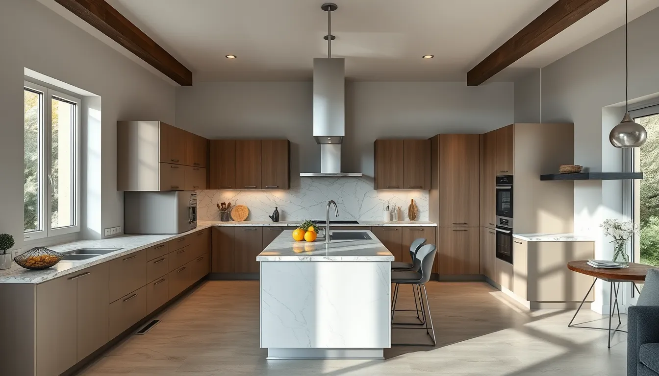 Cuisine moderne rénovée à Draguignan avec îlot central