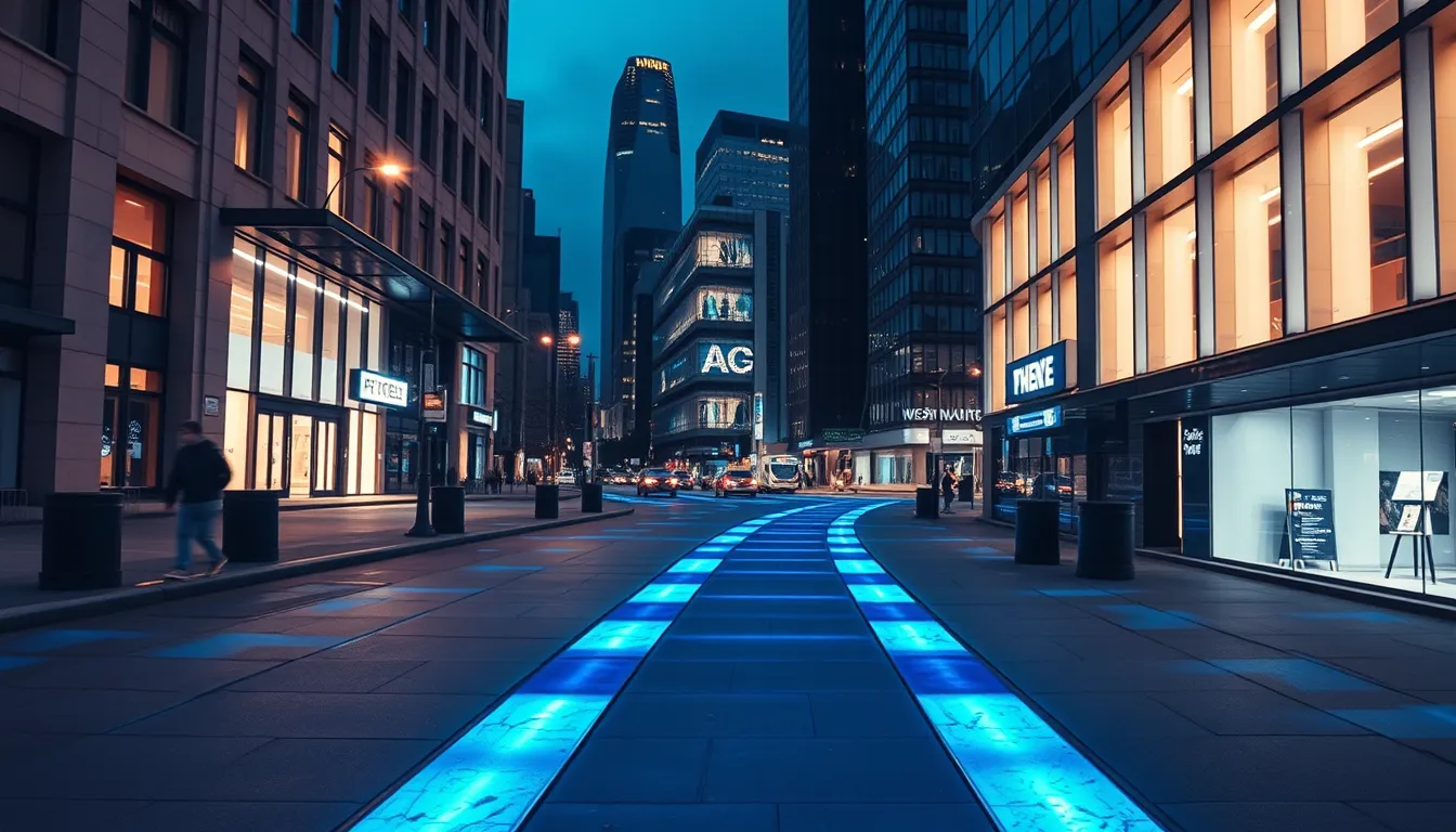 Photo du béton luminescent utilisé dans l'aménagement urbain.