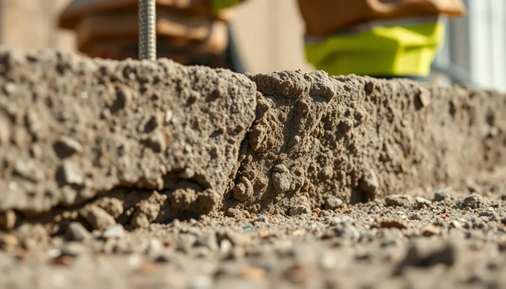 Béton vivant dans un chantier écologique, démontrant ses capacités autoréparantes