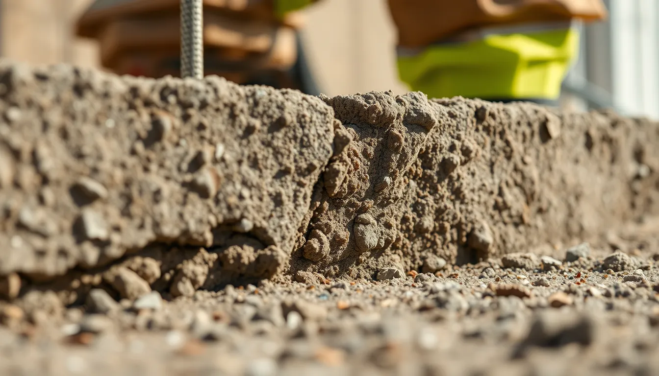 Béton vivant dans un chantier écologique, démontrant ses capacités autoréparantes