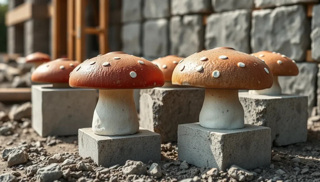 Blocs de champignons utilisés dans la construction durable