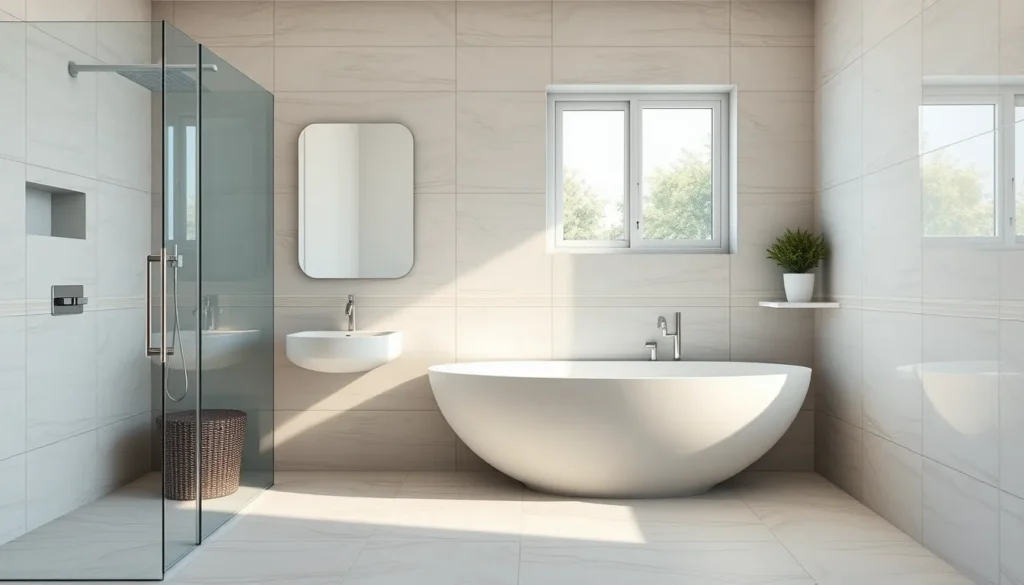 Salle de bains moderne à Toulon avec carrelage élégant