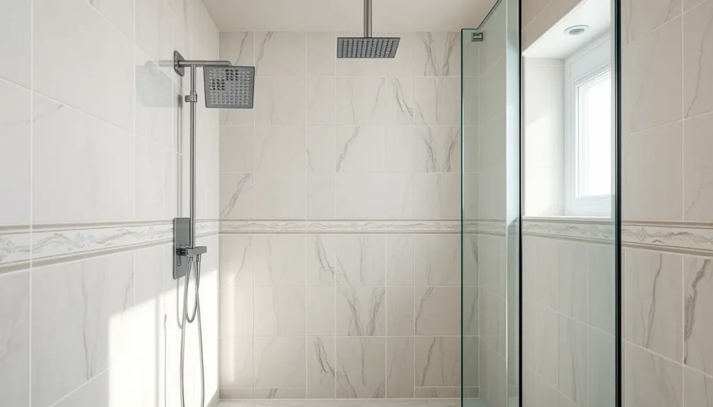 Douche à l'italienne moderne à Draguignan avec carrelage élégant