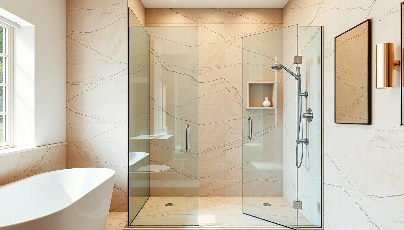 Douche à l'italienne moderne à Toulon avec travertin