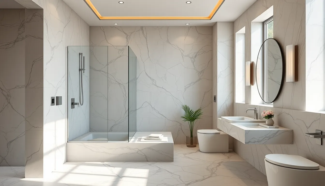 Salle de bains moderne et luxueuse à Toulon avec des matériaux haut de gamme