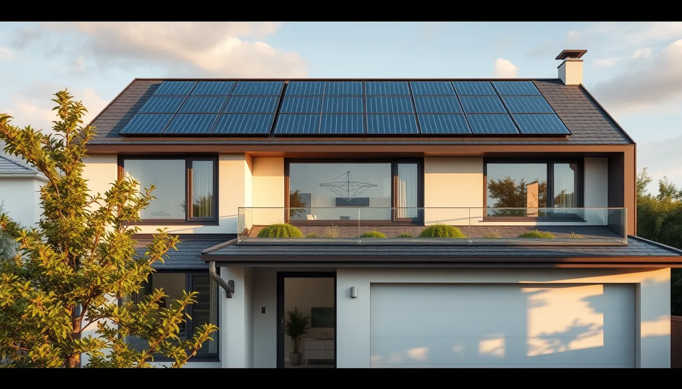 Des tuiles solaires intégrées sur une toiture moderne, montrant à la fois l'esthétique et la fonctionnalité énergétique des tuiles solaires intégrées.