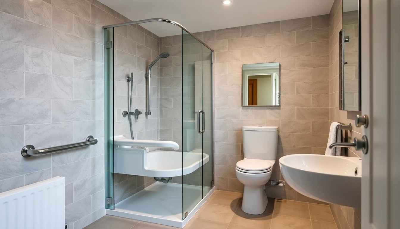 Salle de bains PMR aux normes à Draguignan avec douche à l'italienne et barres d'appui