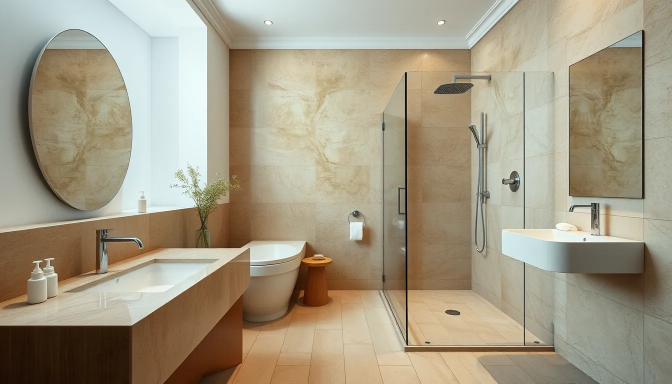 Image d'une salle de bains rénovée luxueusement à Toulon, avec douche à l'italienne