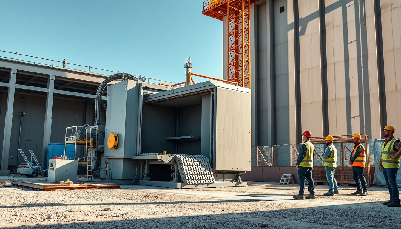 Chantier utilisant l'impression 3D de béton, technologie innovante en construction