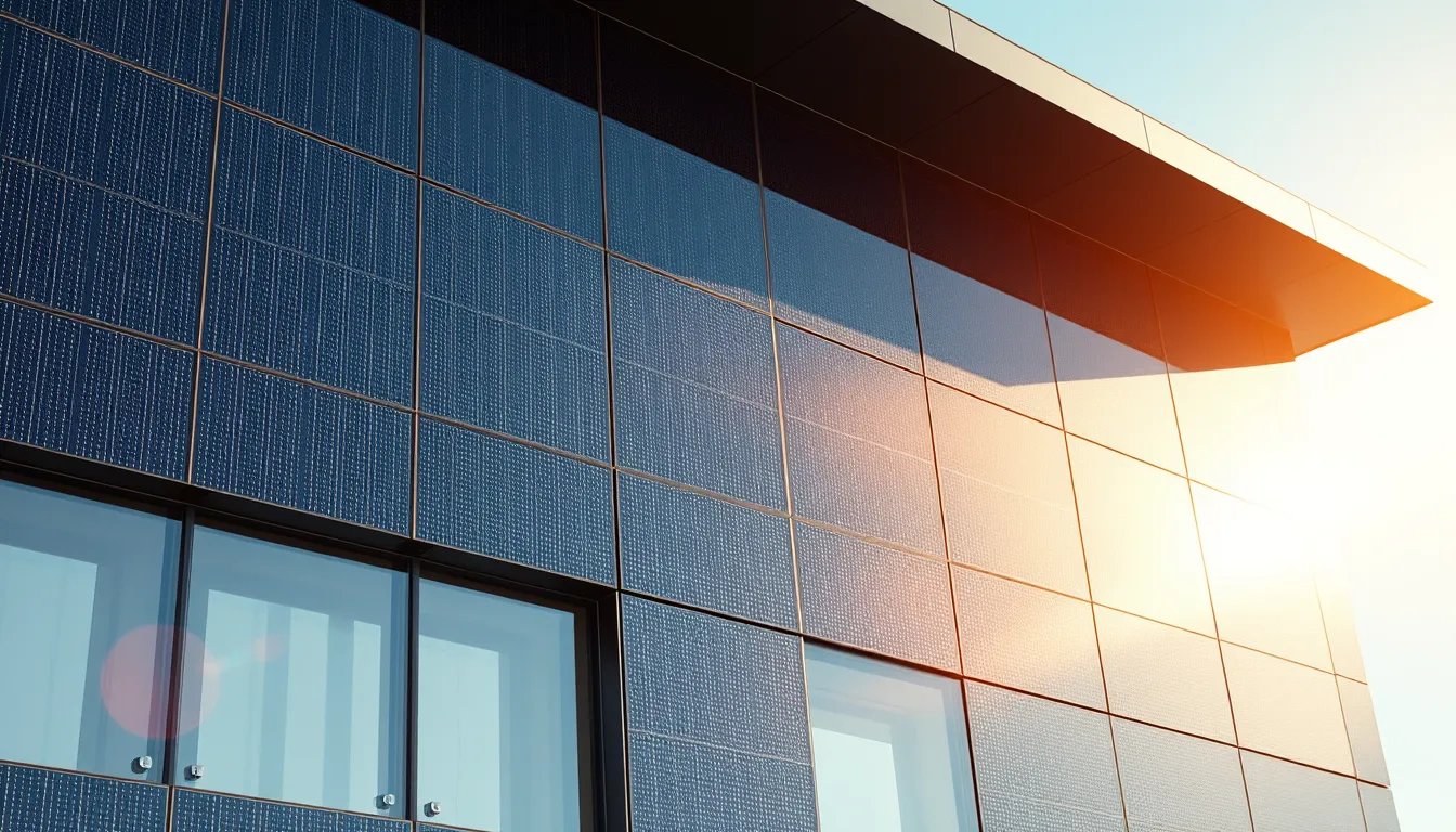 Peinture solaire appliquée sur un bâtiment, captant l'énergie solaire de manière innovante.